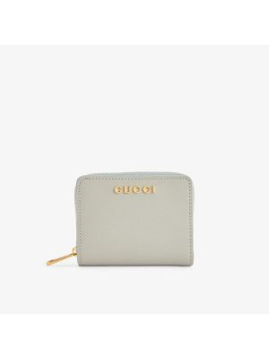 Кожаный кошелек с логотипом Gucci серый