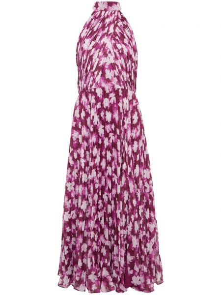 Sukienka midi w kwiatki z nadrukiem plisowana Monique Lhuillier
