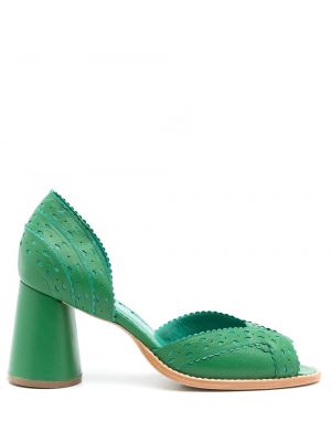 Кожени полуотворени обувки Sarah Chofakian зелено