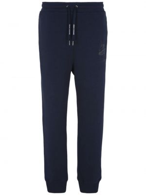 Памучни спортни панталони с принт Armani Exchange синьо