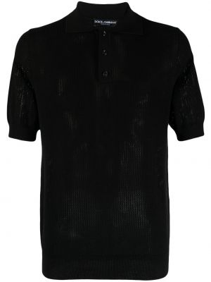Pletena polo majica Dolce & Gabbana crna