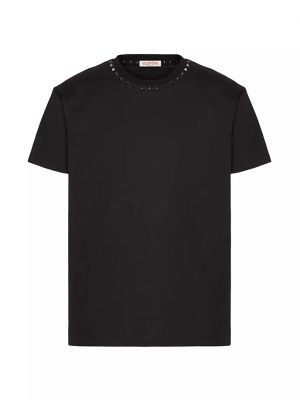 Хлопковая футболка с круглым вырезом Valentino Garavani черная