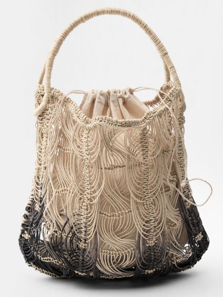 Плетеная сумка Zara бежевая