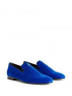 Semišové loafers s výšivkou Giuseppe Zanotti modré