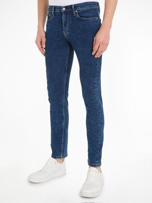 Pantalones slim fit de algodón Calvin Klein Jeans azul