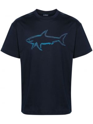Tricou din bumbac cu imagine Paul & Shark albastru