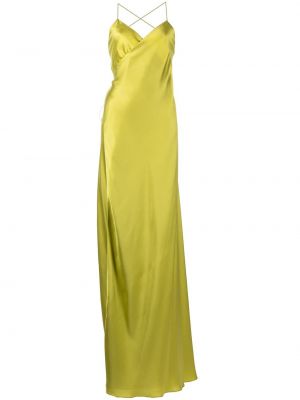 Sukienka z jedwabiu z dekoltem w serek Michelle Mason, żółty