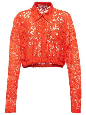 Mežģīņu krekls ar ziediem Valentino oranžs