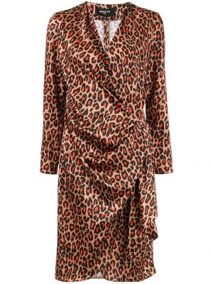 Robe à imprimé à imprimé léopard Paule Ka marron