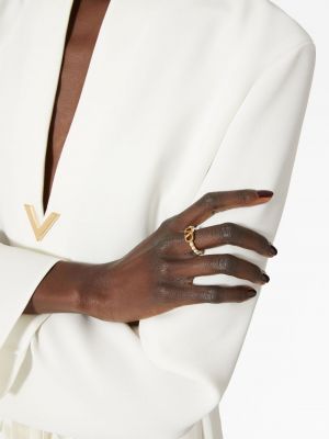 Křišťálový prsten s perlami Valentino Garavani zlatý