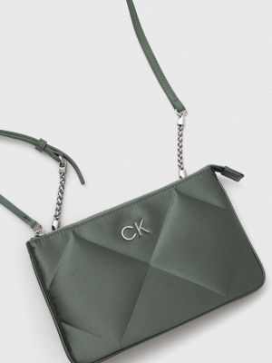 Satynowa torba na ramię w jednolitym kolorze Calvin Klein zielona