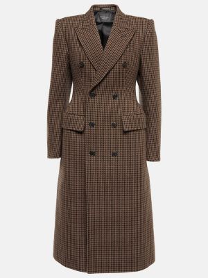 Abrigo de lana pata de gallo Balenciaga marrón