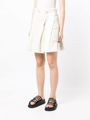 Tvídové mini sukně Sacai bílé