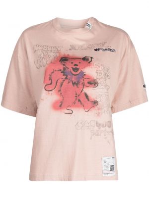 Памучна тениска с принт Maison Mihara Yasuhiro розово