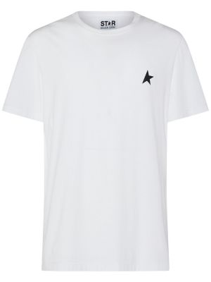 Βαμβακερή μπλούζα με μοτίβο αστέρια Golden Goose λευκό
