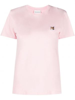 Bavlněné tričko Maison Kitsuné růžové