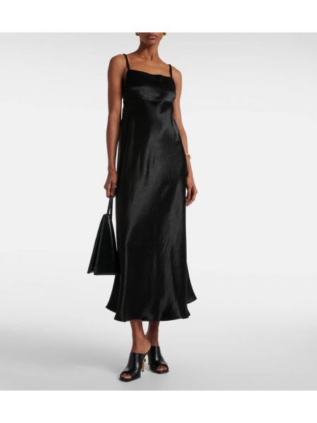 Σατέν μάξι φόρεμα Max Mara μαύρο