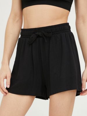 Outhorn pantaloni scurti femei, culoarea negru, neted, high waist