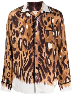 Leopardí košile s knoflíky s potiskem Marni
