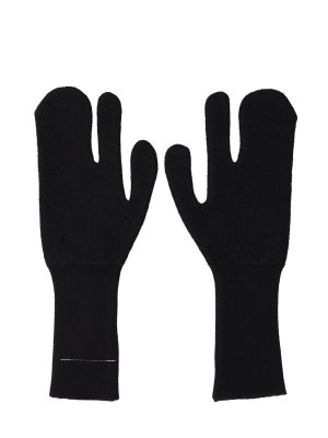 Plstené vlnené rukavice Mm6 Maison Margiela čierna