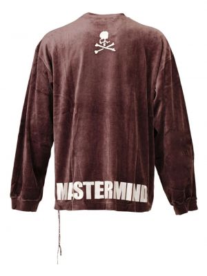 Welurowa bluza z nadrukiem Mastermind World brązowa