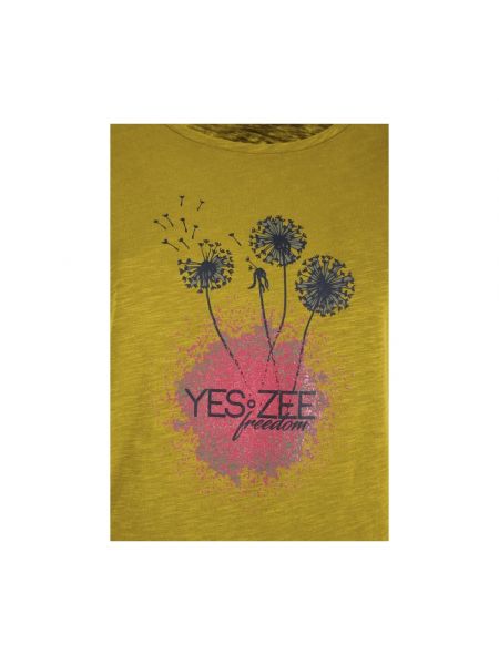 Camiseta de algodón con estampado Yes Zee amarillo