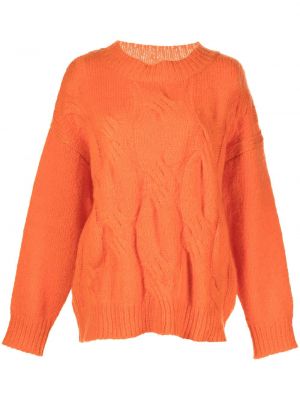 Pletené dlouhý svetr s dlouhými rukávy s kulatým výstřihem Apparis - oranžová