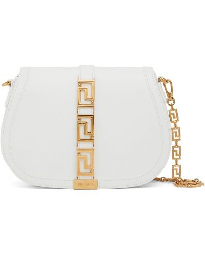 Δερμάτινη τσάντα ώμου Versace λευκό