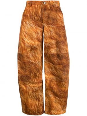 Spodnie z futerkiem z nadrukiem relaxed fit Collina Strada brązowe