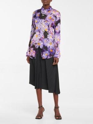 Bluză cu model floral din jacard Balenciaga violet