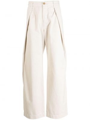 Pantaloni chino din bumbac Wood Wood alb