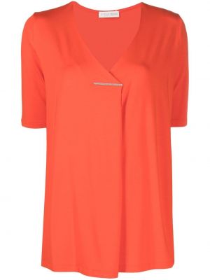 Relaxed тениска с v-образно деколте Le Tricot Perugia оранжево