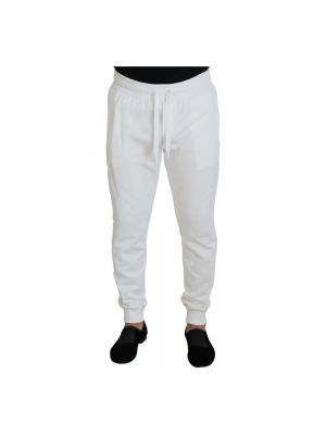 Białe spodnie sportowe bawełniane Dolce And Gabbana