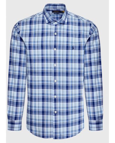 Casual slim fit gyapjú ing Polo Ralph Lauren - kék