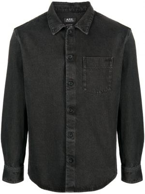 Βαμβακερό πουκάμισο με κουμπιά A.p.c. μαύρο