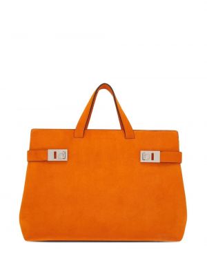Кожени шопинг чанта Ferragamo оранжево