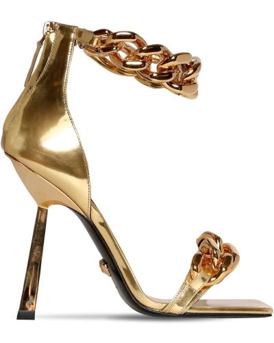 Шкіряні сандалі Versace, золоті