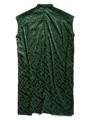 Šaty bez rukávů s potiskem Balenciaga zelené