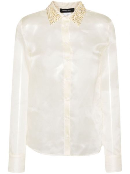Копринена риза с кристали Fabiana Filippi бяло
