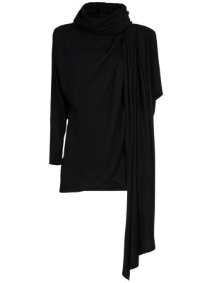 Drapované vlněné šaty Saint Laurent černé