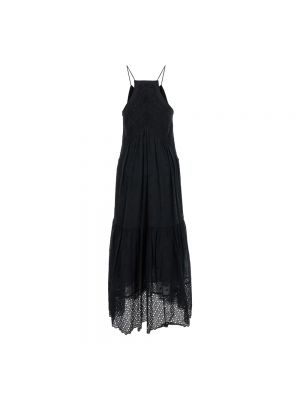 Vestido largo con bordado de algodón Isabel Marant étoile negro