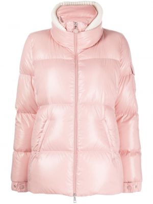 Prošivena pernata jakna Moncler ružičasta