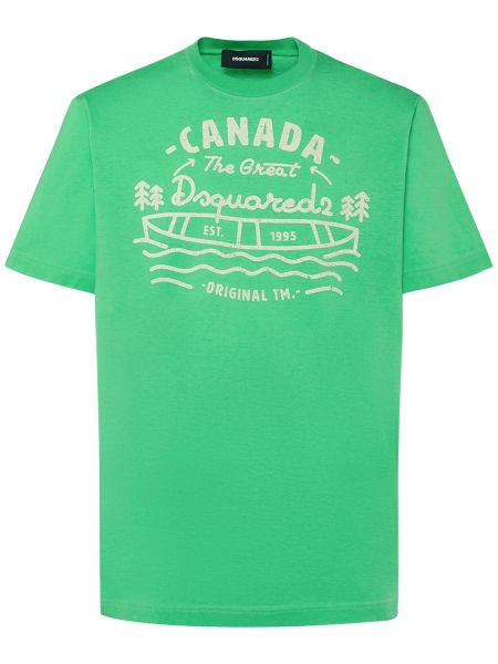 Camiseta de algodón de tela jersey Dsquared2 verde
