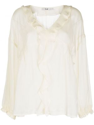Прозрачна блуза с волани B+ab бяло