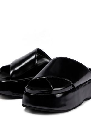 Kožené sandále na platforme Junya Watanabe čierna