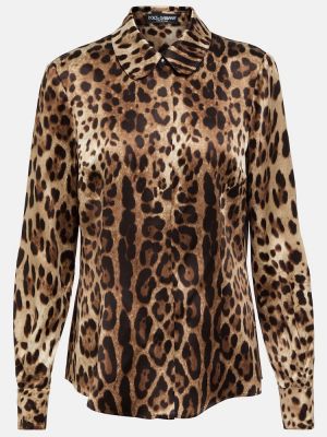 Svilena srajca s potiskom z leopardjim vzorcem Dolce&gabbana