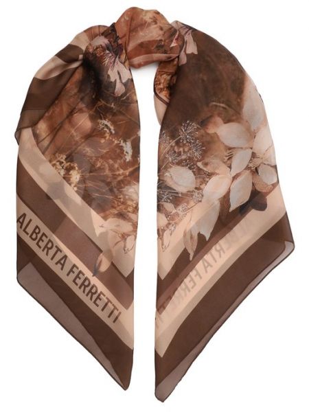 Шелковый платок Alberta Ferretti коричневый