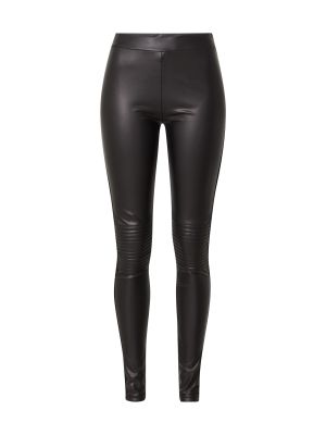 Jednofarebné kožené skinny nohavice s vysokým pásom 10days - čierna
