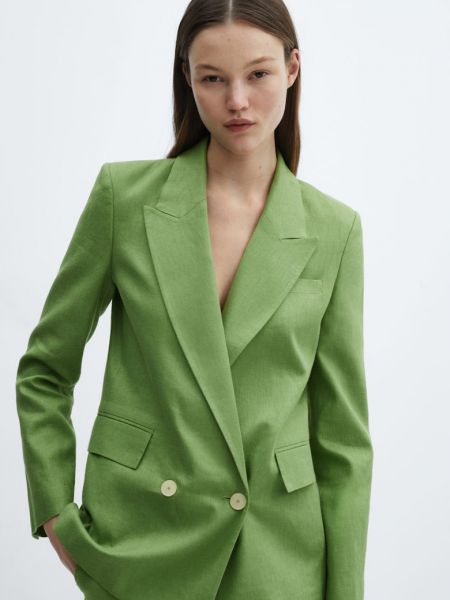 Льняная куртка Mango зеленая