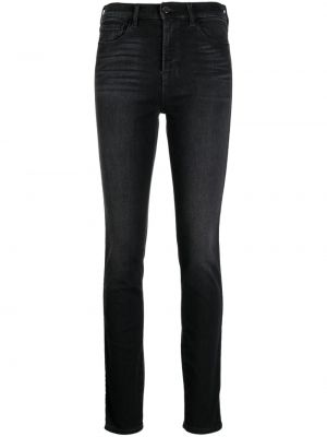 Skinny fit džínsy s výšivkou Emporio Armani čierna